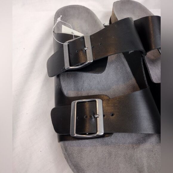 Falls Creek James Fuax Leather Black Sandals Size 10 main image 5